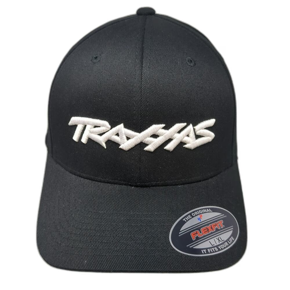 Traxxas Baseball Cap Black XL Flexfit 3D Embroidered Logo Curved Brim Hat